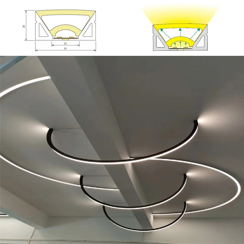 Large Silicone LED Strip Light Channel For 20mm LED Strips Lights - 50*25 mm 120 ° Top Emitting Large Silicone LED Strip Light Channel For 20mm LED Strips Lights - 50*25 mm 120 ° Top Emitting